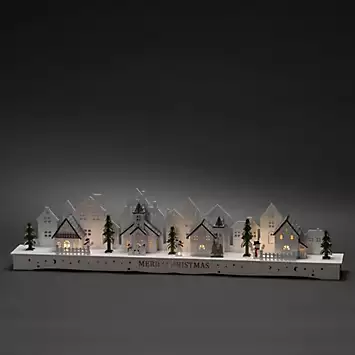 Konstsmide 78 cm Wooden White Silhouette Village LED | Kaleidoscope